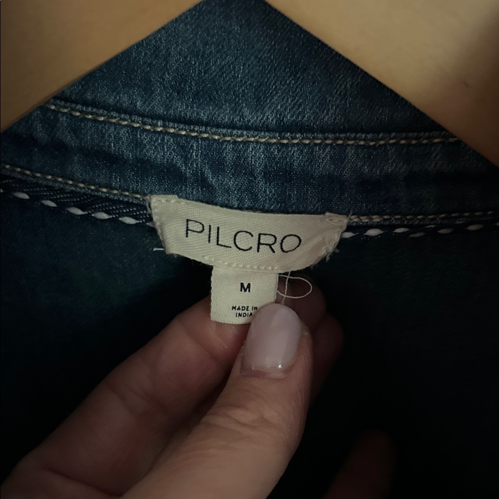 Anthropology Women's Denim Ruffle Top - Picture 3 of 6